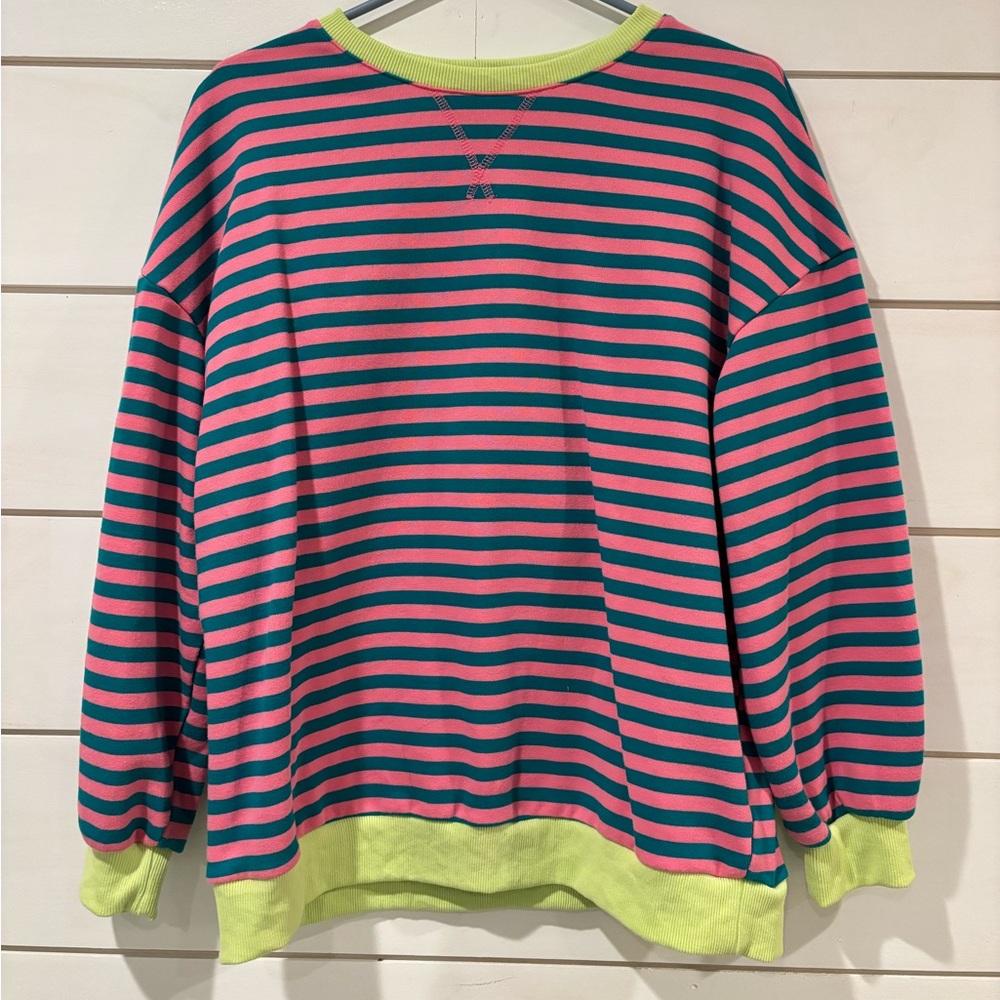 Striped Pink and Green Women's Sweatshirt